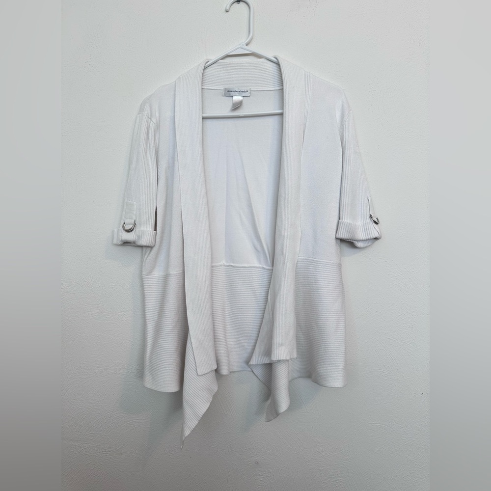 Short sleeve white cardigan size L
